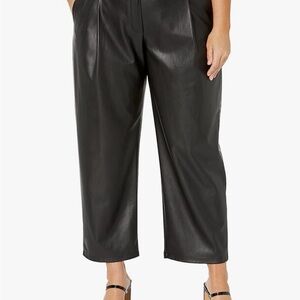 Women's The Drop 3X Vegan Black Leather Trouser Pants